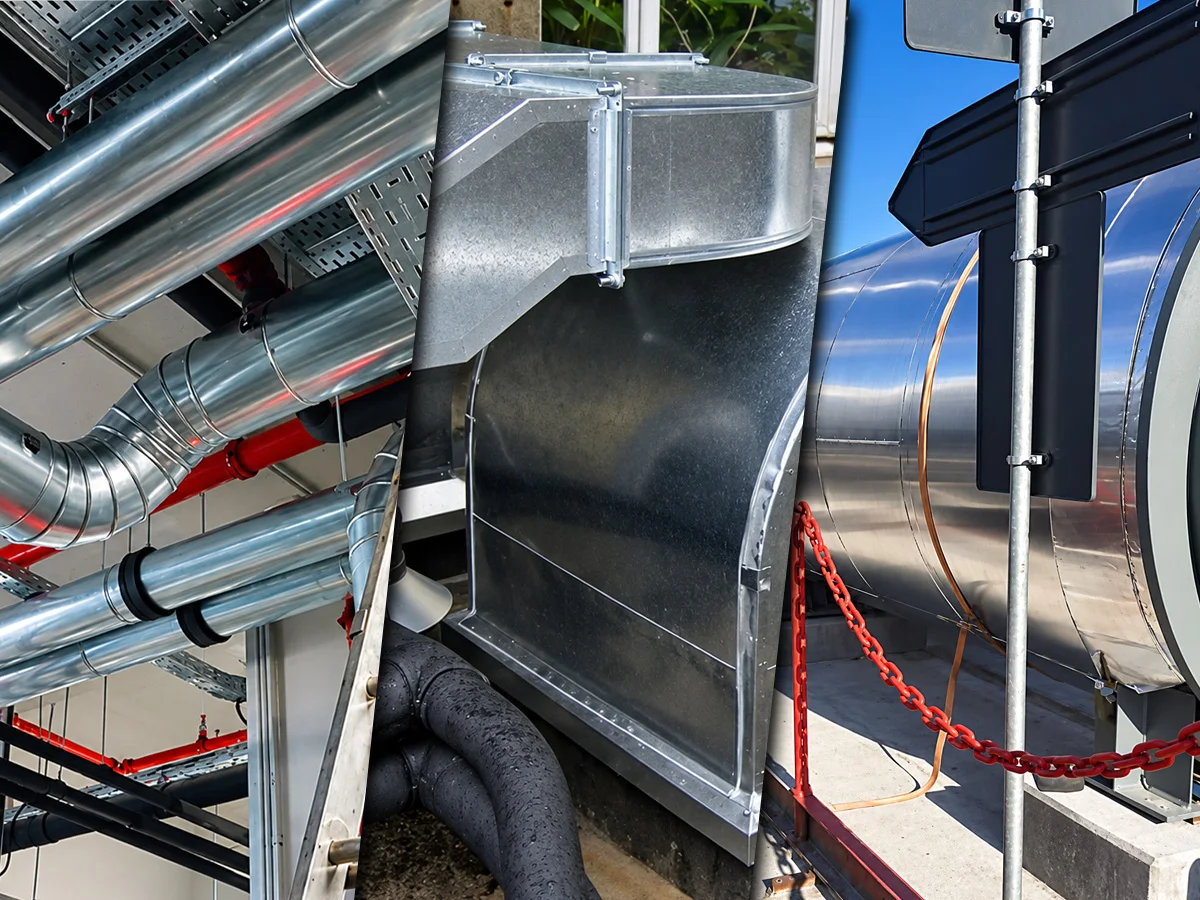 Isolierte Rohrleitungen, Luftkanäle und ein Behälter mit metallischer Ummantelung